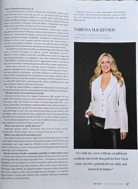 Naressa MacKinnon Cypress Lifestyle magazine feature